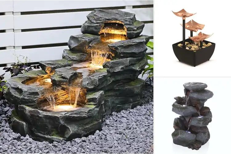 Detailed view of best rock waterfall fountains